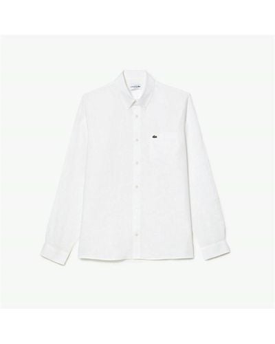 Lacoste Long Sleeve Linen Shirt - White