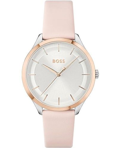 BOSS Pura Pink Leather Strap Watch