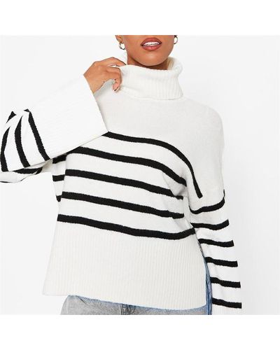 I Saw It First Recycled Knit Flare Sleeve Stripe Jumper - White