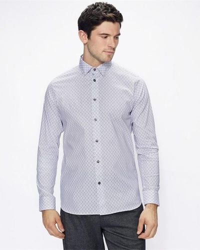 Ted Baker Ted Notrip Ls Shirt Sn99 - Blue