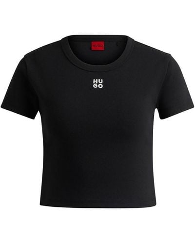 HUGO T-shirt With A Stacked Logo - Black
