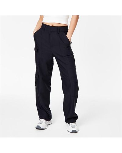 Jack Wills Wide Leg Cargo Trousers - Blue