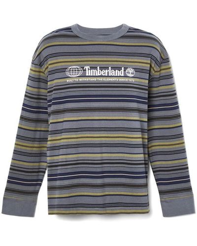 Timberland Long Sleeve Striped Tee - Grey