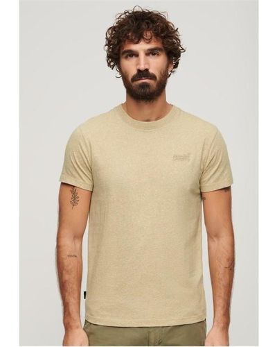 Superdry Small Chest Logo T Shirt - Natural