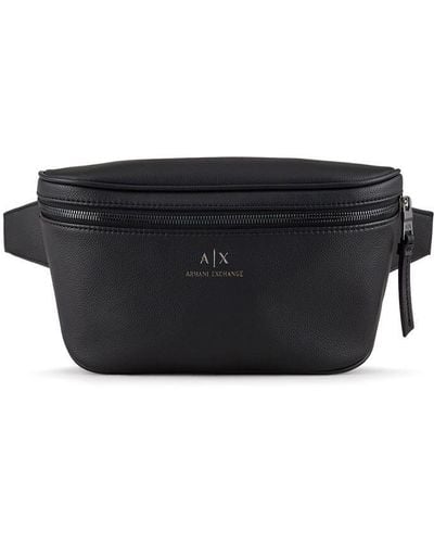 Armani Exchange Logo Leather Bum Bag - Black