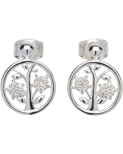 Unique And Co Unique & Co Sterling Silver Stud Earrings With Cz - Metallic