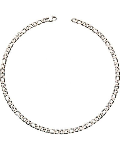 Unique And Co Unique & Co. Steel Figaro Matte & Polish Necklace - Metallic
