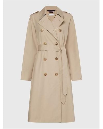 Tommy Hilfiger Curve Double Breasted Trench Coat - Natural