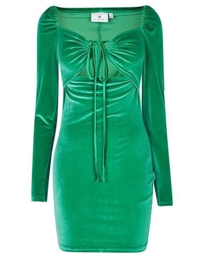 Daisy Street Velvet Dress - Green