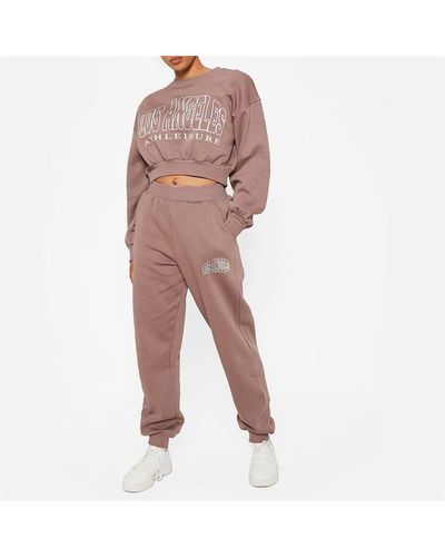 I Saw It First Graphic Print Oversized Joggers Co-ord - Brown
