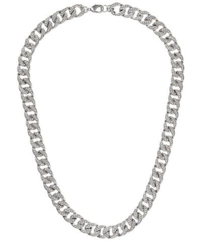Fabric Crystal Chain Necklace - Metallic