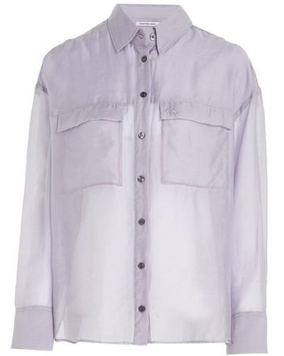 Calvin Klein Sheer Long Sleeve Shirt - Purple