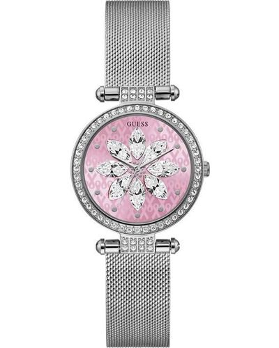 Guess Ladies Sparkling Pink Silver Watch Gw0032l3