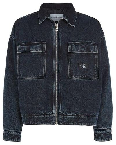 Calvin Klein Padded Denim Zip Shirt Jacket - Blue
