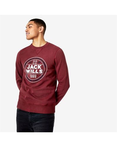 Jack Wills Frenchurch Graphic Sweatshirt - Red