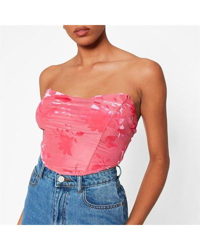 I Saw It First Floral Mesh Corset Top - Pink