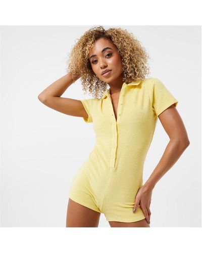 Jack Wills Towelling Playsuit - Yellow
