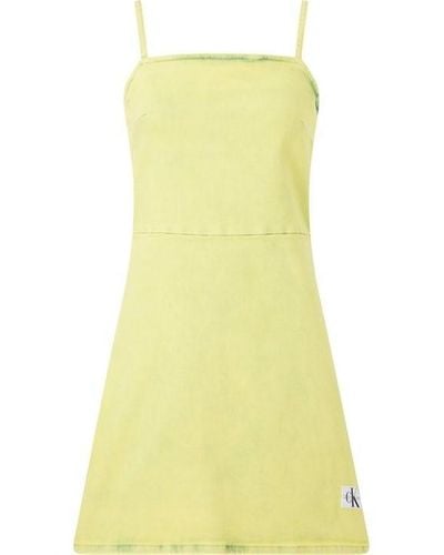 Calvin Klein Fitted Denim Dress - Yellow