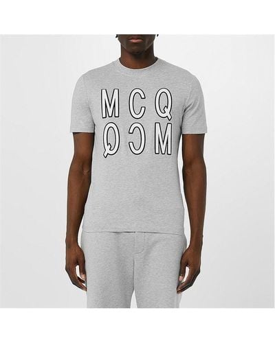 McQ Velvet Logo T Shirt - Grey