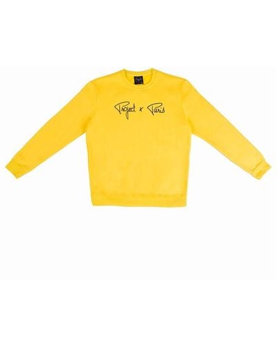 Project X Paris Embroidered Chest Logo Sweatshirt - Yellow