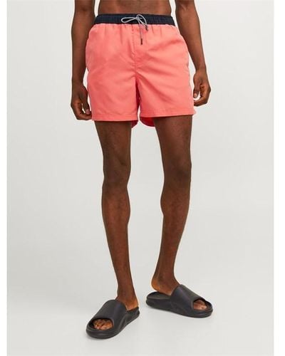 Jack & Jones Fiji Tape Swim Shorts - Pink