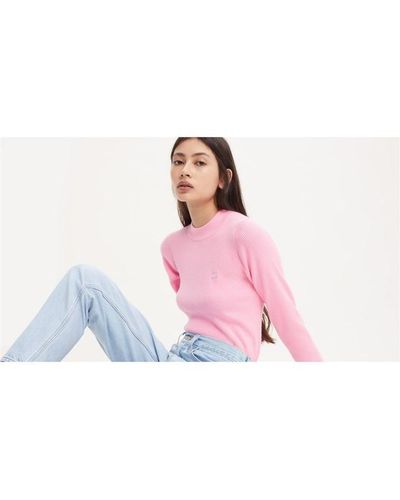Levi's Crew Neck Ribbed Knit Jumper - Pink