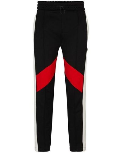 HUGO Relaxed-fit Tracksuit Bottoms With Color-blocking - Black