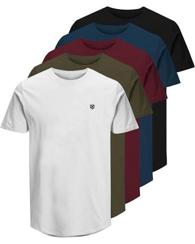 Jack & Jones 5 Pack Brody Short Sleeve T-shirt - Multicolour