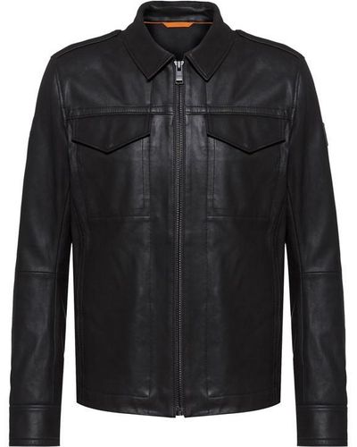 BOSS Jobeaan Leather Jacket - Black