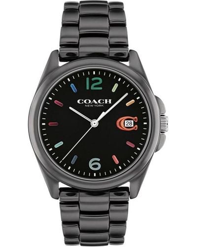 COACH Greyson Ceramic Fashion Analogue Quartz Watch - 14503927 - Black