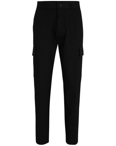 HUGO Slim-fit Trousers In Performance-stretch Jersey - Black