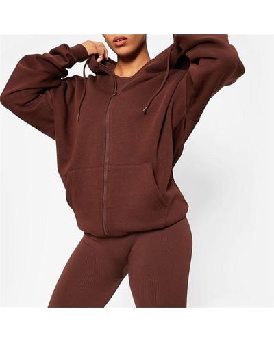I Saw It First Ultimate Zip Through Hoodie - Brown