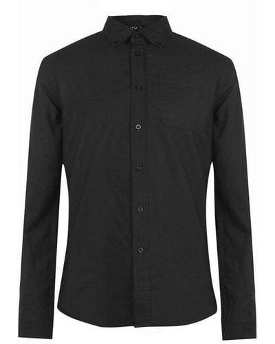 Firetrap Basic Oxford Shirt Men's Long Sleeved Shirt In Black