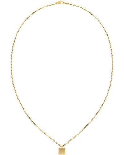 Calvin Klein Gold Plated Pendant Necklace - Metallic