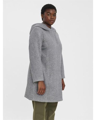 Vero Moda Vm Hood Curve Coat - Grey