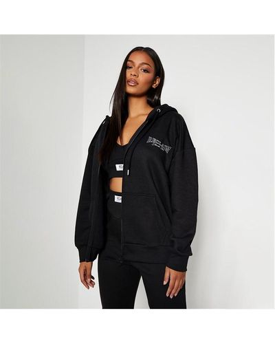 I Saw It First Reclaim Staples Oversized Zip Front Hoodie - Black