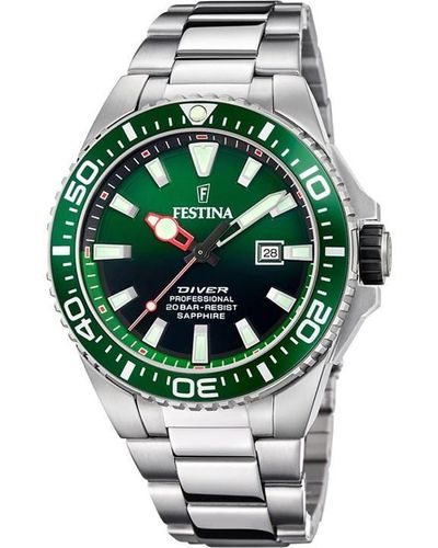 Festina Divers Watch With Steel Bracelet - Green