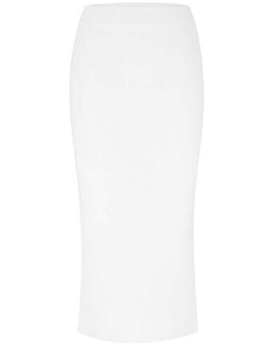 HUGO Rib Knit Midi Skirt - White