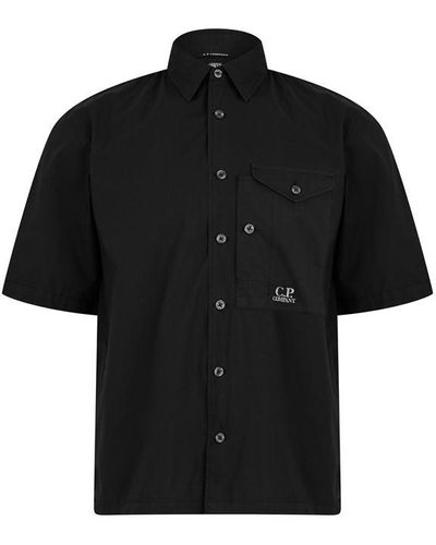 C.P. Company Short Sleeve Poplin Shirt - Black