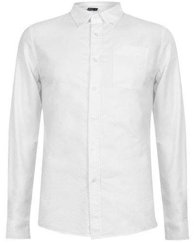 Firetrap Basic Oxford Shirt Men's Long Sleeved Shirt In White