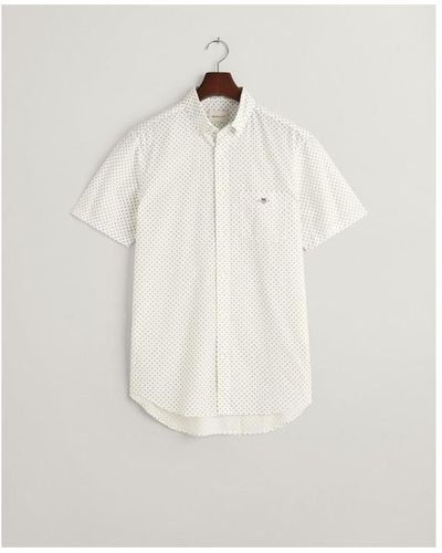 GANT Reg Micro Print Ss Shirt Marine S - White
