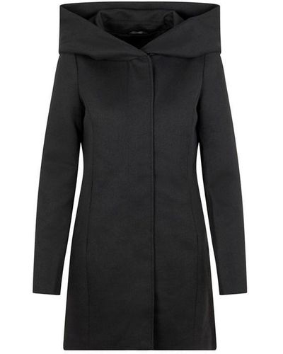 Vero Moda Vm Hood Curve Coat - Black