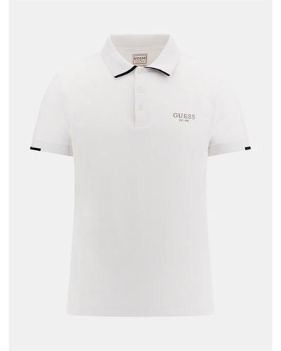 Guess Nolan Short Sleeve Polo Shirt - White