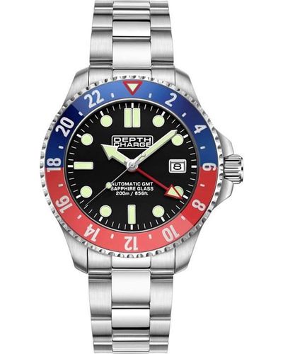 DEPTH CHARGE Charge Stainless Steel Dial Dive Watch - Metallic