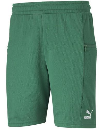 PUMA Sps Terry Cotton Pique Shorts - Green