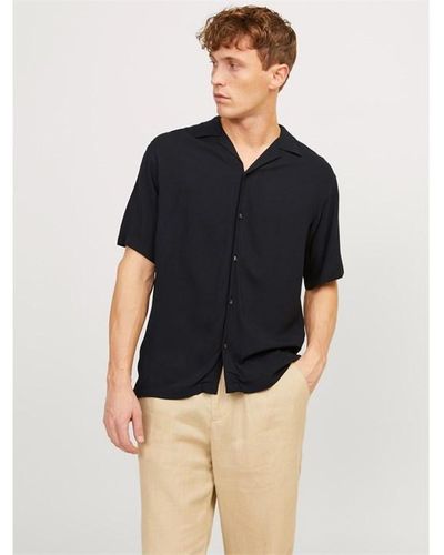 Jack & Jones Solid Resort Short Sleeve Shirt - Black