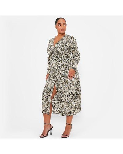I Saw It First Floral Wrap Belted Midaxi Dress - Green