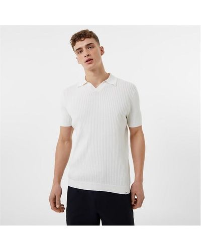 Jack Wills Knitted Ribbed Polo Shirt - White