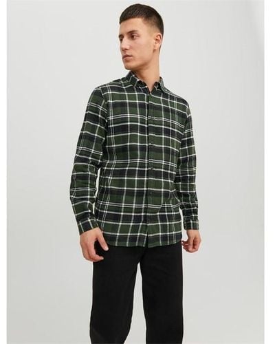 Jack & Jones Long Sleeve Chequered Flannel Shirt - Green