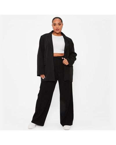 I Saw It First Pintuck Tailored Wide Leg Trousers - Black